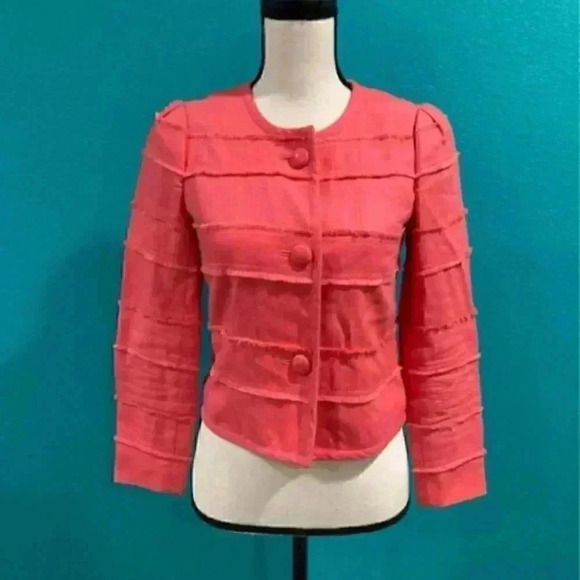 ⭐️ J crew coral pink blazer jacket in size 0 - Picture 1 of 4